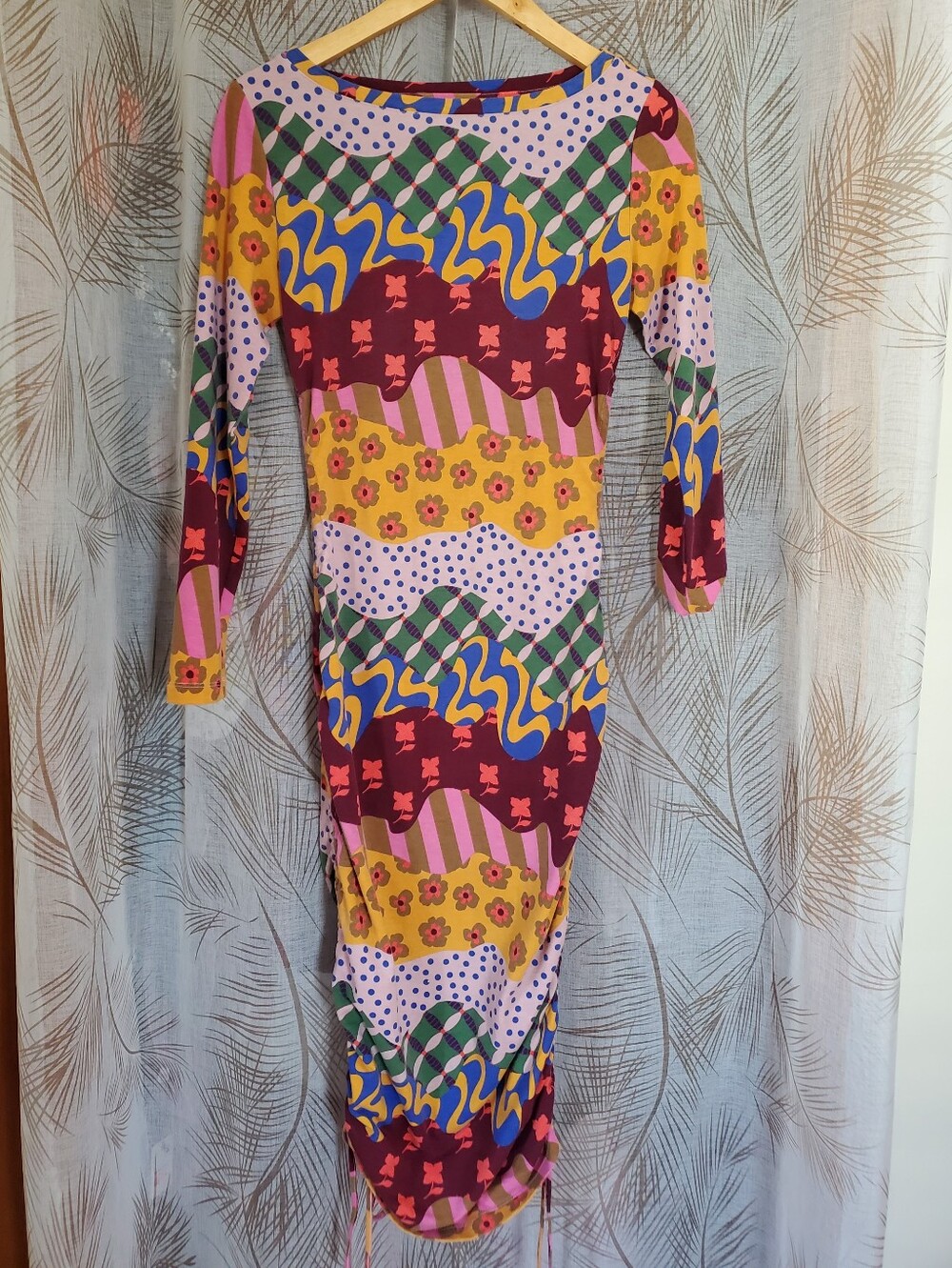 Heritage Multicolor Patterned Long Sleeve Bodycon Dress